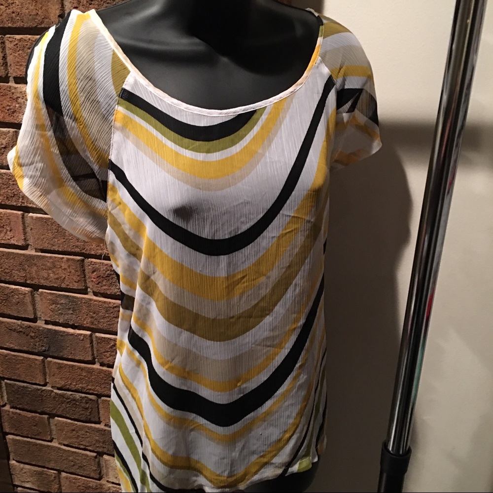 Yellow and white sheer Worthington top